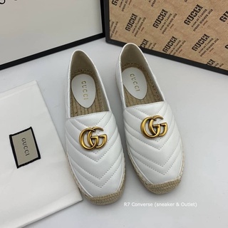 🚩 GG Slip On รองเท้ากุชชี่สลิปออน รองเท้าคัชชู หนังแท้100% [สีขาว] สินค้าพร้อมกล่องอุปกรณ์