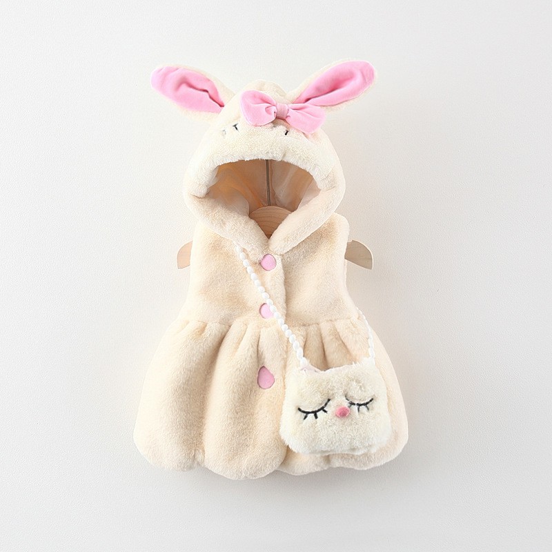 QCCC AK123 เสื้อโค้ทขนสัตว์เด็กหูกระต่าย