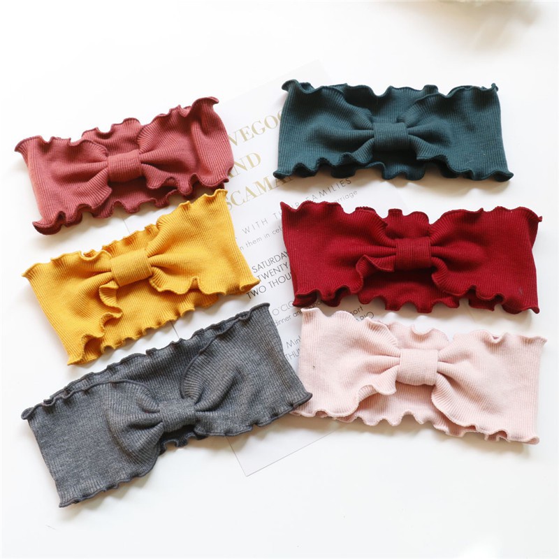 น ่ ารักสีทึบ Wavey ดอกไม ้ ขอบถักแถบคาดศีรษะเด ็ ก Simple Stripe Twist Knot ยืดหยุ ่ นเด ็ กวัยหัดเดินผม Bands