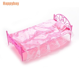 (Happybay) ชุดเฟอร์นิเจอร์ หมอน เตียง สุ่มสี สําหรับตุ๊กตาบาร์บี้ 1 ชุด