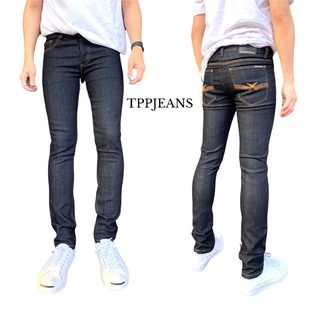 ๋JEANSEXPRESS Skinny Jeans กางเกงยีนส์สกินนี่สีดำยีนส์ ผ้ายืด ปักด้ายส้ม เป้ากระดุม Size 26-36 รับชำระปลายทาง