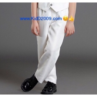 Boy Slacks Pants กางเกง สแลคเด็ก สีดำ สีขาว เอวยืด 1-14 ปี ขนาด 2,4,6,8,10,12,14