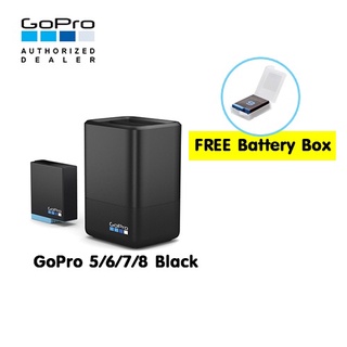 GoPro Dual Battery Charger + Battery Gopro 8,7,6,5 Black (แท้ประกันศูนย์) ฟรี กล่องใส่แบต คุณภาพดี