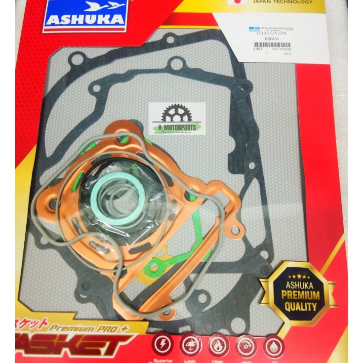 Lc135 STD 57 มม.60 มม.62 มม.63 มม.65 มม.66 มม.68 มม.70 มม.72 มม.73 มม.ASHUKA GASKET COMPLETE ชุด COPPER RACING TOP OVERHAUL UP