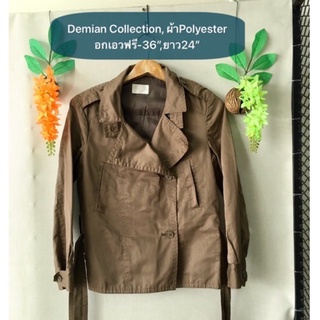 เสื้อแจ็คเก็ต Demian Collection คอเต่า ผ้าPolyesterคล้ายผ้าร่มเนื้อดีนิ่ม ทรงสวย งานค้างสต็อคญี่ปุ่น เคลียร์ขายมือสอง