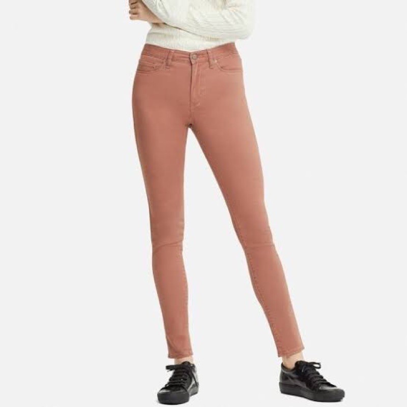 กางเกง ezy skinny fit color jeans uniqlo สี brown
