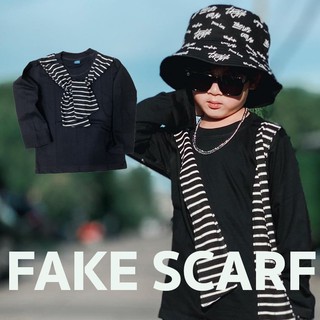 เสื้อแขนยาว FAKE SCARF แขนยาวดำผ้าพันคอ