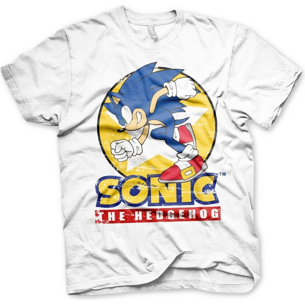 เสื้อผ้าผชเสื้อยืด ลาย Fast Sonic The Hedgehog สีขาวS-5XL