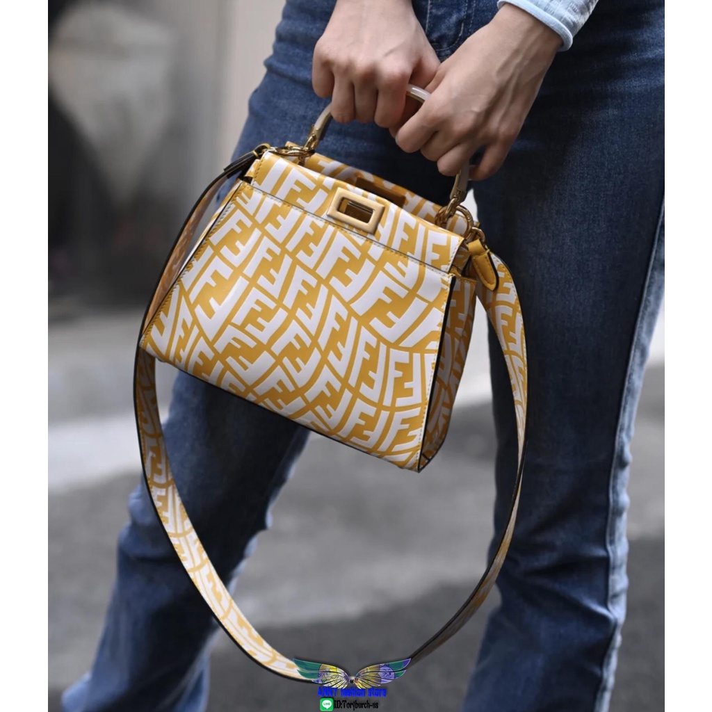 Fendi Peekaboo Mini handbag crossbody shopping tote with jacquard width strap