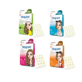 3M Nexcare Acne Dressing แผ่นซับสิว แผ่นแปะสิว แผ่่นดูดสิว สีฟ้า สีส้ม สีเขียว มาตรฐาน