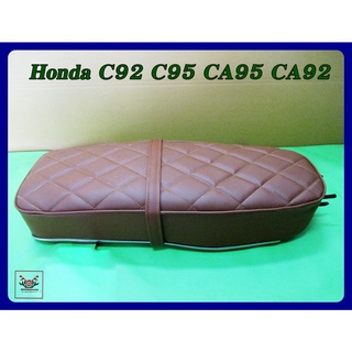 HONDA C92 C95 CA95​ CA92​ DOUBLE SEAT "BROWN" DIAMOND CUT STITCH STYLE  // เบาะรถมอเตอร์ไซค์ สีน้ำตาล เย็บลายข้าวหลามตัด