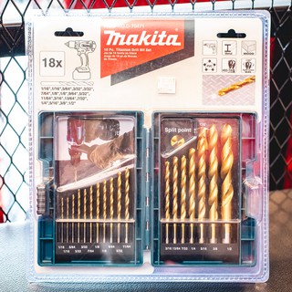 ชุดดอกสว่านเจาะเหล็ก HSS-TIN MAKITA D-70471 (18ดอก/ชุด) เจาะสแตนเลส เหล็ก ไม้ พลาสติก