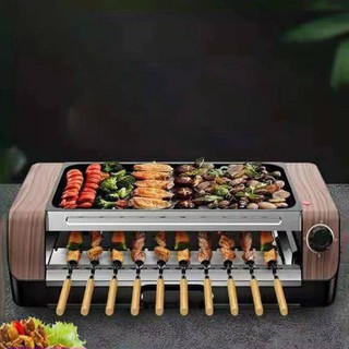 เตาปิ้งอย่าง BBQ เตาย่าง 2in 1 เตาปิ้งย่างไฟฟ้า หมุนอัตโนมัติ1800W พร้อมส่ง