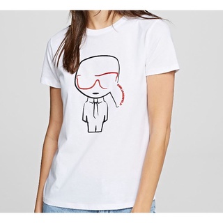 [100% Cotton]เสื้อยืดแขนสั้นลําลอง ผ้าฝ้าย พิมพ์ลายโลโก้ Karl Lagerfeld แฟชั่นสําหรับผู้ชาย และผู้หญิง ไซซ์ S - 5X