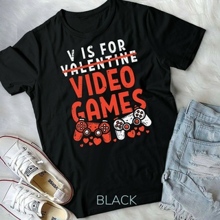 เสื้อยืดคอกลมcrew neckเสื้อยืด พิมพ์ลาย V Is For Video Games ของขวัญวันวาเลนไทน์ สําหรับผู้ชาย และผู้หญิงS-4XL