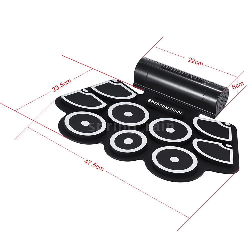Portable Electronic Roll Up Drum Pad Set 9 Silicon Pads Built-in ...