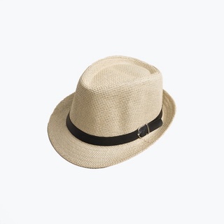 Fedora หมวกคาวบอย fedora หมวกหนู เข็มขัด houseofcuff สีครีม