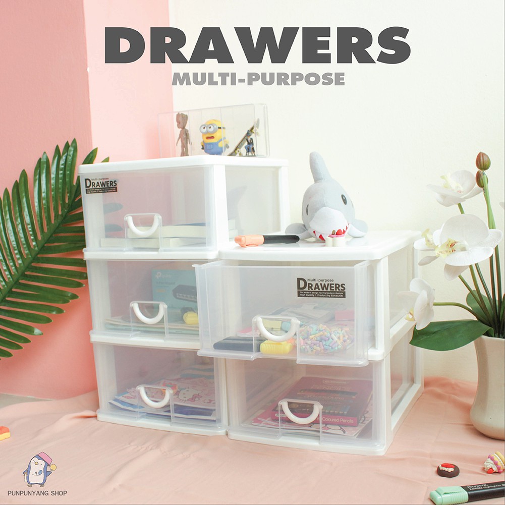 ลิ้นชักพลาสติก 2 ชั้น และ 3 ชั้น เก็บเอกสาร อุปกรณ์เครื่องเขียน เนื้อโปร่งมองเห็นด้านใน