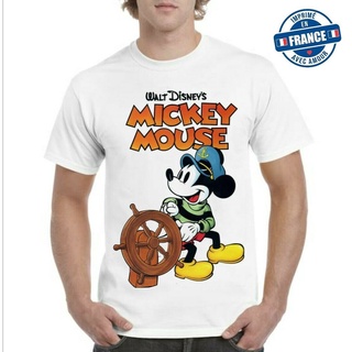 T-shirt  ใหม่ เสื้อยืดลําลอง แขนสั้น พิมพ์ลาย Disney Mickey Boat สไตล์วินเทจ สําหรับผู้ชายS-5XL