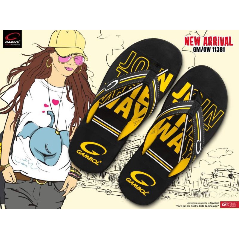 รองเท้าเตะหนีบ แกมโบล Graffiti Design Xstream Sport GM11381 size 36-44 UNISEX ใส่ได้ทุกเพศวัย Gambol