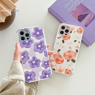 เคส Compatible For IPhone 11 12 7 Plus 6 7 6S 8 Plus 12 pro max X Se 2020 XR XSMAX XS 6SPlus 7Plus 6Plus 8Plus XS OPPO A7 A5S A12 A9 2020 A5 2020 A54 A15 A15S Purple Fresh Flowers Phone Case เคสโทรศัพท์มือถือ