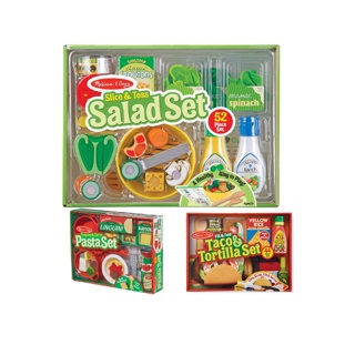 [52ชิ้น] ชุดสลัดและผักครบชุด&ชุดทาโค่&พาสต้า Melissa & Doug Slice & Toss Salad Set รีวิวดีใน Amazon USA หลากรุ่น 9310/9370/9361 ผัก น้ำสลัด อุปกรณ์ครัว อย่างดี 52 ชิ้น