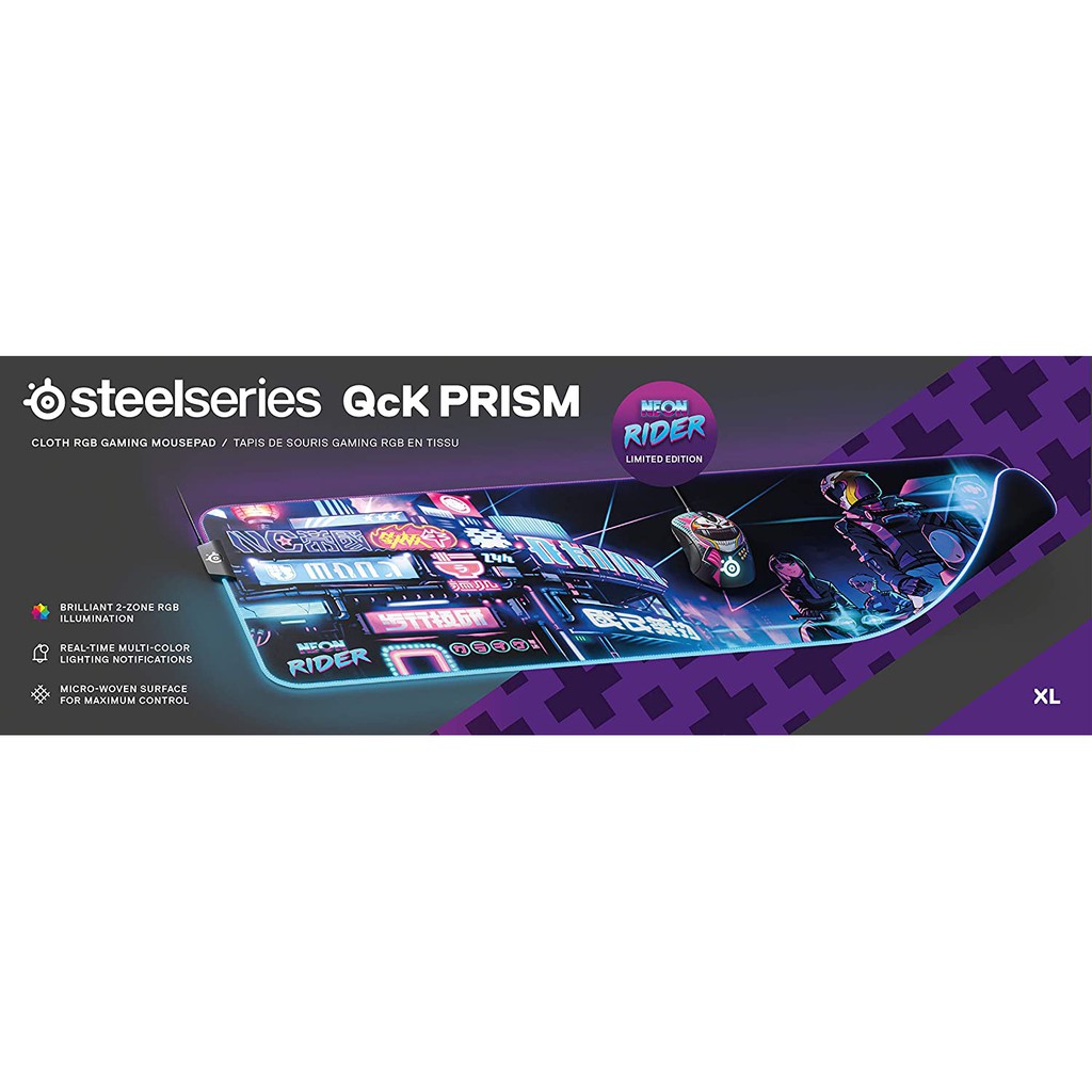 SteelSeries แผ่นรองเมาส์ เกมมิ่ง RGB รุ่น QcK Prism Cloth Neon Rider ...