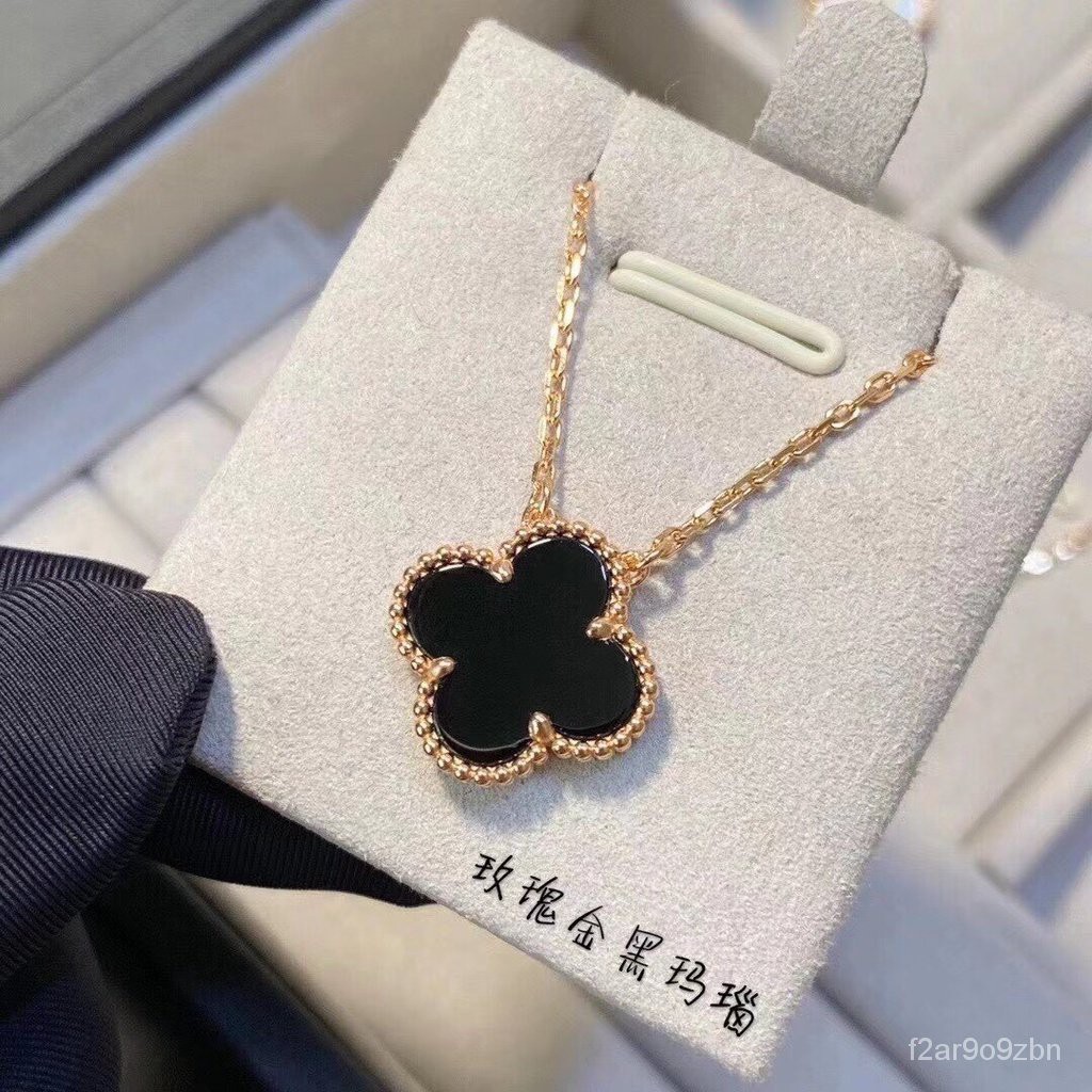 พร้อมส่ง van cleef arpels ของแท้Silver Necklace - Korean Necklace - Mini Necklace - Chain Necklace Four leaf clover neck