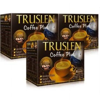 ﻿Truslen Coffee Plus ทรูสเลน กาแฟไขมันต่ำ ไม่มีน้ำตาล สร้างมวลกล้ามเนื้อ 10ซอง x 3แพค