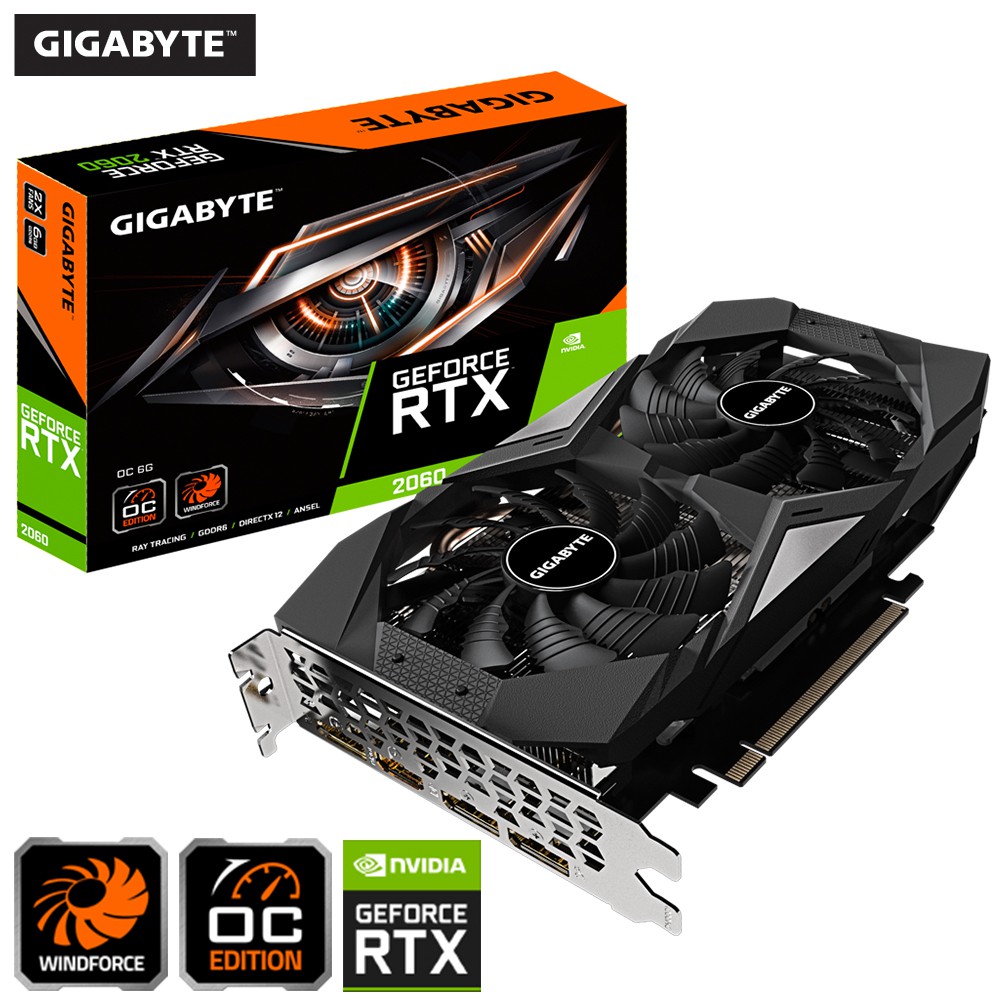 VGA (การ์ดแสดงผล) GIGABYTE GEFORCE RTX 2060 OC 6G - 6GB GDDR6 (GV-N2060OC-6GD) Warranty 3 - y