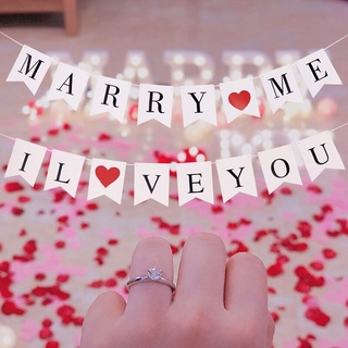 แบนเนอร์ I Love You Marry Me สําหรับตกแต่งงานแต่งงานปาร์ตี้