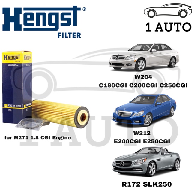 กรองน้ํามัน HENGST สําหรับ MERCEDES W204 C180 CGI C200/C250/C204 R172 W212 E200 CGI E250/SLK250 M271