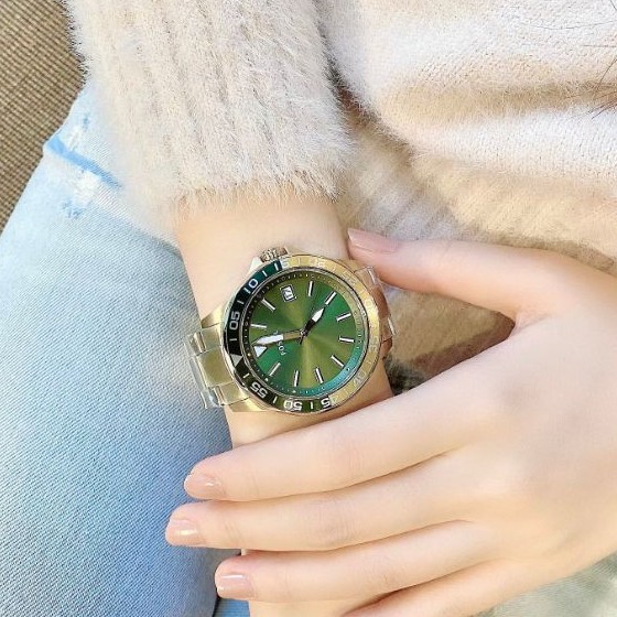 🎀 (สด-ผ่อน) นาฬิกา สีทอง หน้าปัดเขียว 45 มิล BQ2522 FOSSIL Bannon Three-Hand Date Gold-Tone Stainless Steel Watch