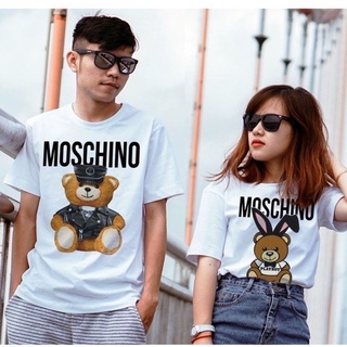 Moschino Girl แฟชั่นเสื้อยืดสีขาวสําหรับผู้ชายและผู้หญิง dYO