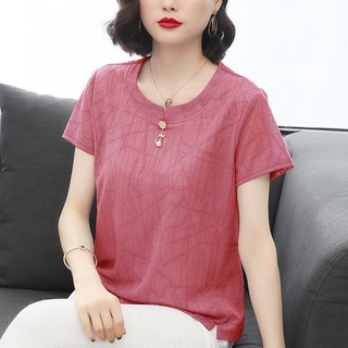 เสื้อท็อปส์ ทรงหลวม ลดวัยกลางคน แฟชั่นสําหรับผู้หญิงวัยกลางคน