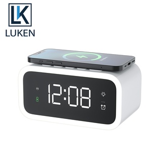 Luken นาฬิกาปลุกไร้สาย 15W ชาร์จเร็ว สําหรับโทรศัพท์มือถือ