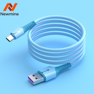 Newmine 5A Liquid สายยูเอสบีแบบซิลิโคนประเภท C สายสำหรับ Huawei Mate 40 Pro P40 Pro Super Charge ประเภท C สาย USB C ข้อมูลสายสำหรับซัมซุง