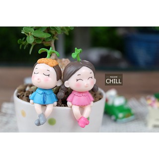 [MC201] ตุ๊กตุ่นจิ๋ว คู่รัก หัวต้นไม้ 🌱 (1 คู่ ราคา 50 บาท)