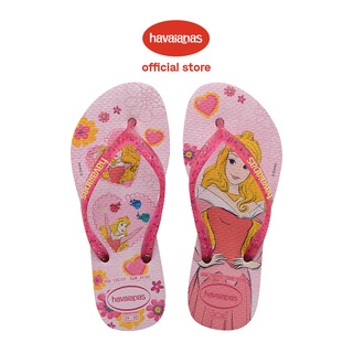 Havaianas รองเท้าแตะ แบบสลิม ลายดอกกุหลาบ อมยิ้ม สไตล์เจ้าหญิง สําหรับเด็ก