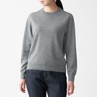 เสื้อไหมพรมคอกลม เสื้อไหมพรมญี่ปุ่น MUJI : Wool Silk Washable Crew Neck Sweater #17234655523