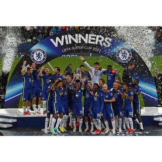 โปสเตอร์ Chelsea เชลซี Champions แชมป์ Super Cup 2020 2021 poster โปสเตอร์ฟุตบอล ตกแต่งผนัง รูปติดห้อง ของแต่งห้อง