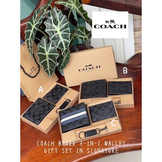 COACH BOXED 3-IN-1 WALLET GIFT SET IN SIGNATURE