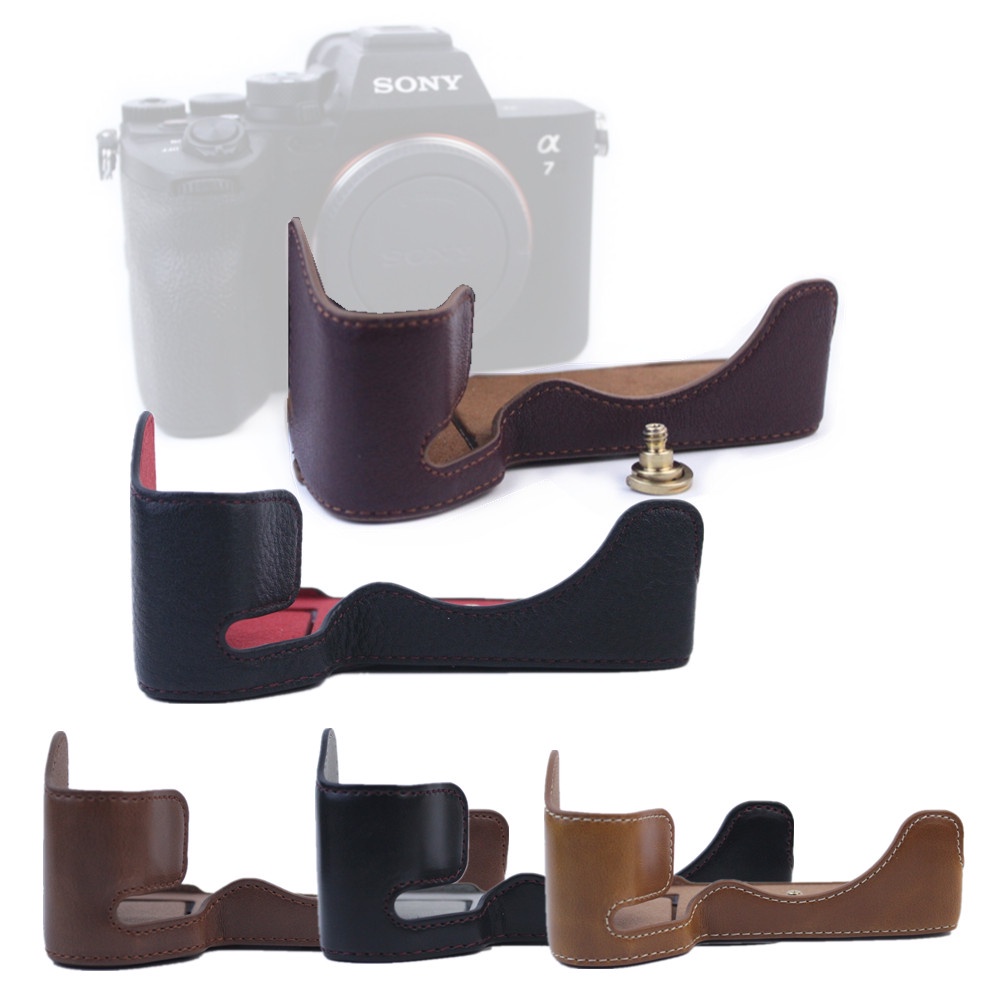 SONY PU/หนังกระเป๋ากล้องครึ่งฐานสําหรับSony A7IV A7SIII A7S3 A1