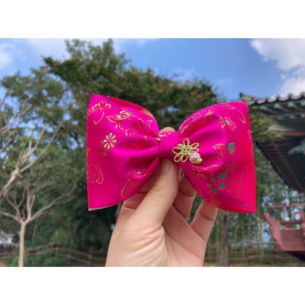 Hanbok Traditional Gold Knot Point Big Ribbon Pin Hair Rubber Band Hair