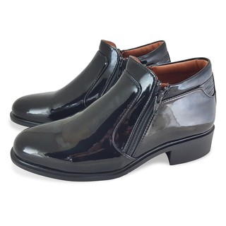 FREEWOOD SHOES รองเท้าบูทหนังแก้ว ซิปคู่ รุ่น 64-6691 สีดำ ( BLACK )