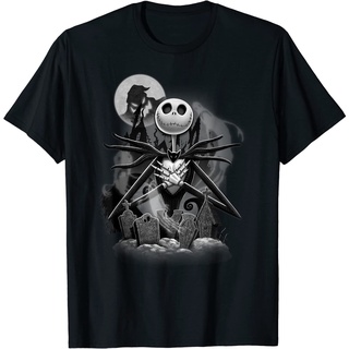 เสื้อยืดผ้าฝ้ายพรีเมี่ยม เสื้อยืด พิมพ์ลาย Disney Nightmare Before Christmas Jack Night Scene สําหรับผู้ใหญ่