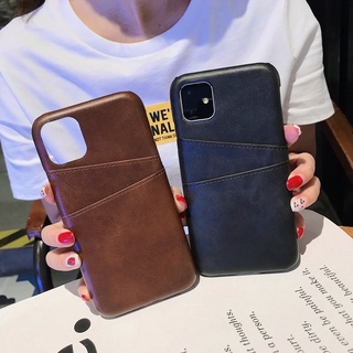 เคสโทรศัพท์มือถือหนัง Pu แบบแข็ง มีช่องใส่บัตร 2 ช่อง สําหรับ iPhone 13 12 mini 11 Pro Xs Max X Xs 13 X 11 12 11pro 11pro