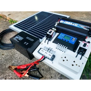 ชุดนอนนา 1000W ชุดคอนโทรลเลอร์ชาร์จเจอร์ โซล่าเซลล์ พลังงานจากแสงอาทิตย์12V/220V พร้อมแผง20w แบตเตอรี่🔥มีเบรคเกอร์ตัดวงจ