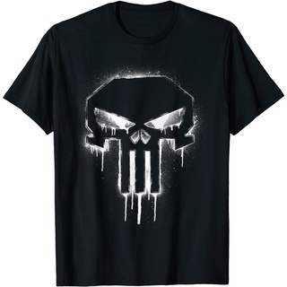 เสื้อยืด ผ้าฝ้าย พิมพ์ลายหัวกะโหลก Marvel The Punisher แฟชั่นสําหรับสตรี