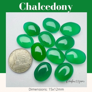 พลอยโมราสีเขียว Chalcedony ไซต์15x12mm พลอยแท้ พลอยธรรมชาติ